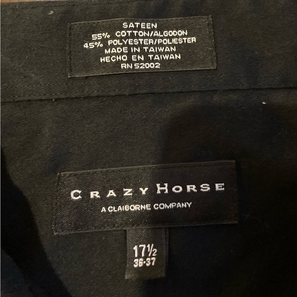 Men’s Size 17 1/2 36-37 Crazy Horse A Claiborne Company Button Down Shirt - Picture 7 of 12